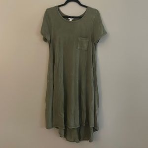 LulaRoe Carly Short Sleeve Dress. Size XS. Acid washed olive green.